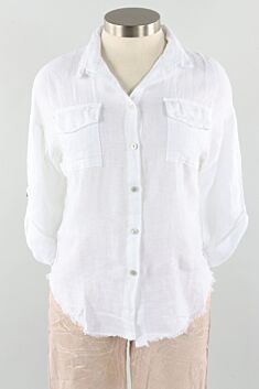Frayed Hem Shirt - White