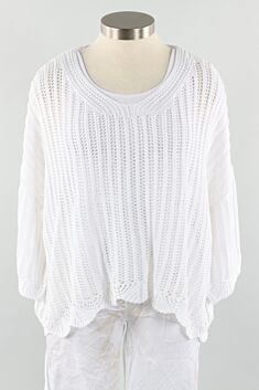 Scalloped Hem Sweater - White