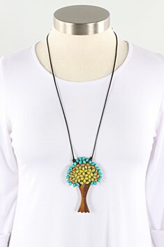 Contemporary Tree Necklace - Turquoise