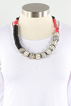 Anaya Wrapped Bead Necklace - Red