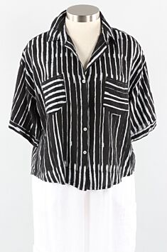 Short Sleeve Shirt - Black & White Stripe