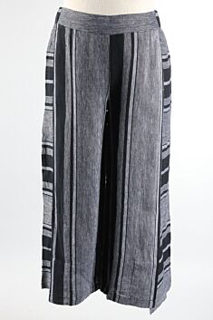 Crop Pant - Black Linen Stripe