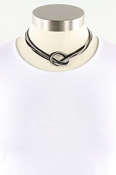 Knotted Necklace - Black & Silver
