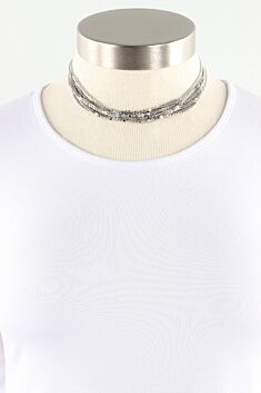 Square Bead Necklace - Silver