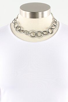 Short Loop Necklace - Silver & Slate