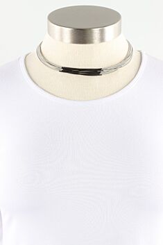 Thin Multi Strand Colorblock Necklace - Silver & Black