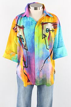 Cotton Big Shirt - Multi Color Picasso