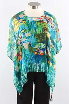 Silk Beaded Poncho - Multi Color Monet
