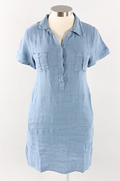 Button Front Shirt Dress - Denim