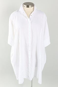 Kimono Shirt Dress - White
