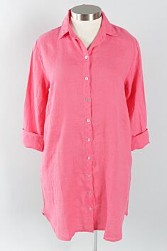 Shirt Dress - Watermelon Hanky Linen