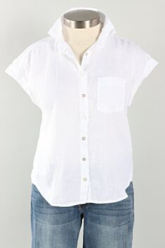 Short Sleeve Pocket Shirt - White Hanky Linen