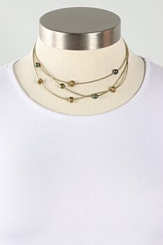 Three Strand Necklace - Bronze & Iridescent