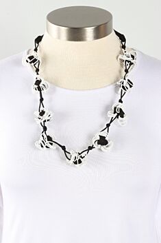 Cotton Balls Necklace - White & Black