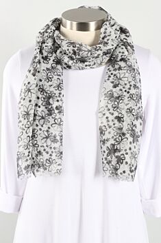 Foliage Scarf - White & Black