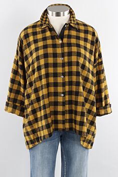 Double Collar Shirt - Olive Oxide Big Check
