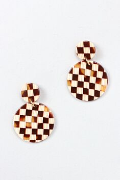 Addy Earring - Brown Checker