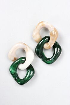 Betsy Earring - Neutral & Forest Green