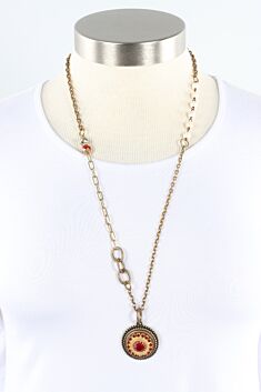 Exclusive Brooch Necklace - Red