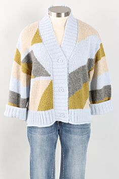 Color Block Cardigan - Blue