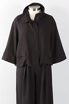 Hidden Placket Jacket - Black