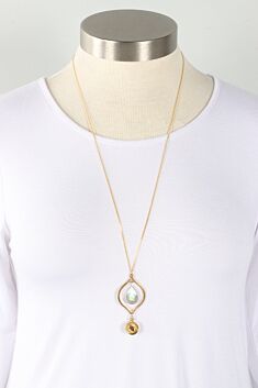 Labradorite & Compass Necklace - Gold