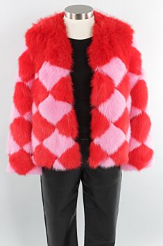 Harlequin Coat - Pink & Red