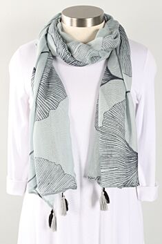 Ginko Floral Scarf - Slate Grey