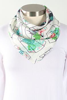 Canary Succulent Silk Square Scarf - White