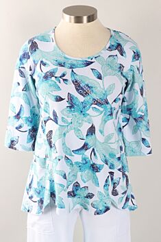 Scallop Tunic - Powder Blue Island Floral Print