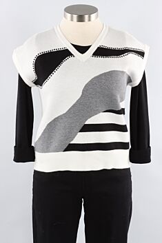 Colorblock Sweater Vest - Black & Grey Multi