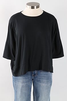 Hem Detail Loose Tee - Black