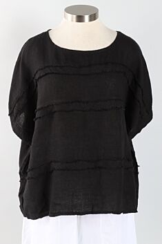 Fray Edge Detail Top - Black