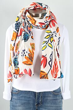Pareo Scarf - White Floral