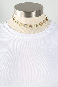 Geometric Necklace - Natural Stones & Gold