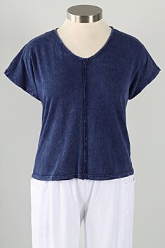 Short Sleeve V Neck Tee Plus - Indigo