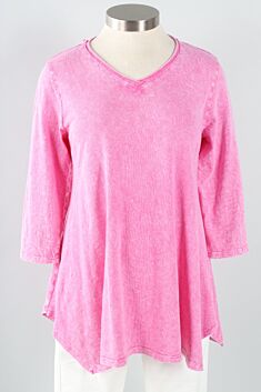 Elbow Sleeve A-Line Tunic Plus - Pink