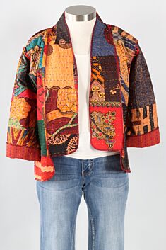 Reversible Kantha Kimono Jacket - Multi Color #4