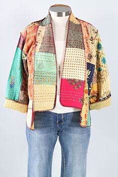 Reversible Kantha Kimono Jacket - Multi Color #11