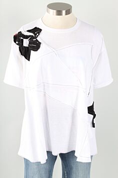 Two Blossom Tee - White & Black #2