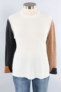 Color Block Sweater - White