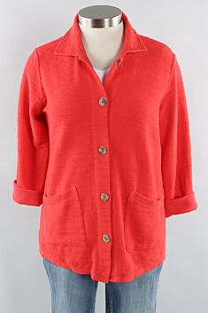 Button Front Jacket - Crimson