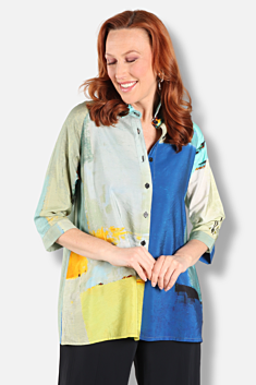 Button Shirt - Abstract Blue