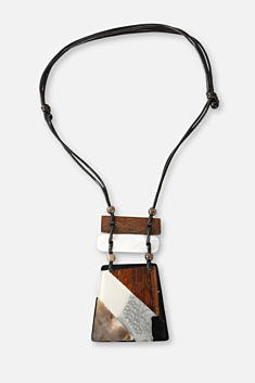 Wood Combo Necklace - Brown & Black