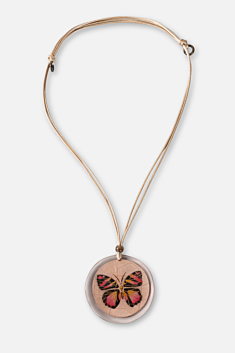 Butterfly Pendant Necklace - Taupe