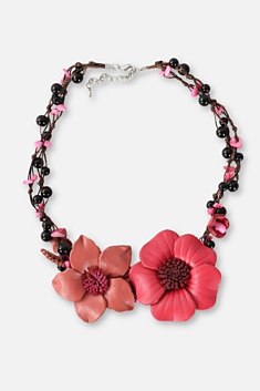 Double Flower Necklace - Pink