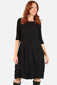 3/4 Sleeve Smash Pocket Dress - Black