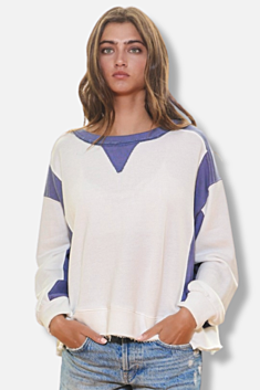 Contrast Sweatshirt - Blue & Ivory