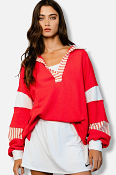 Color Block Tunic - Red & White