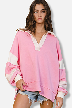 Color Block Tunic - Pink & Ivory